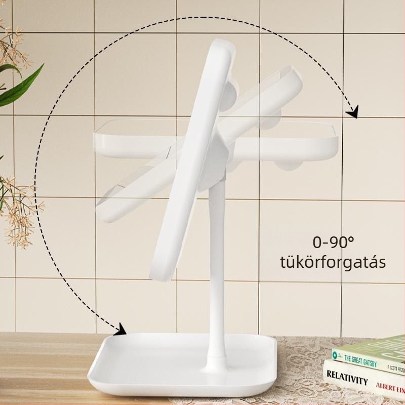 LED világítású sminktükör, újratölthető, hordozható