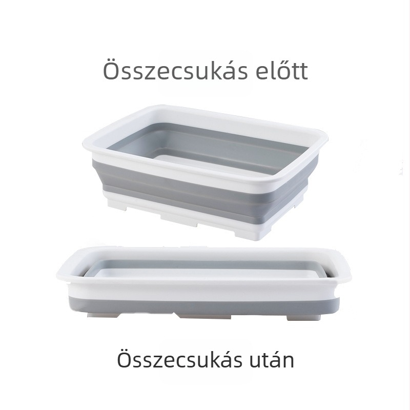 Hordozható összecsukható négyszögletes mosómedence konyhához és kültérre – zöldségek mosása, arcmosás, lábfürdő