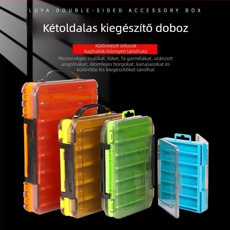 Kétszintes, nagy kapacitású ütésálló csali tároló doboz, rekeszek mesterséges csalikhoz, Pencil Minnow — hordozható horgászcikk-tároló