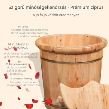 40 cm magas cédrusfa lábáztatókád, kerek élű