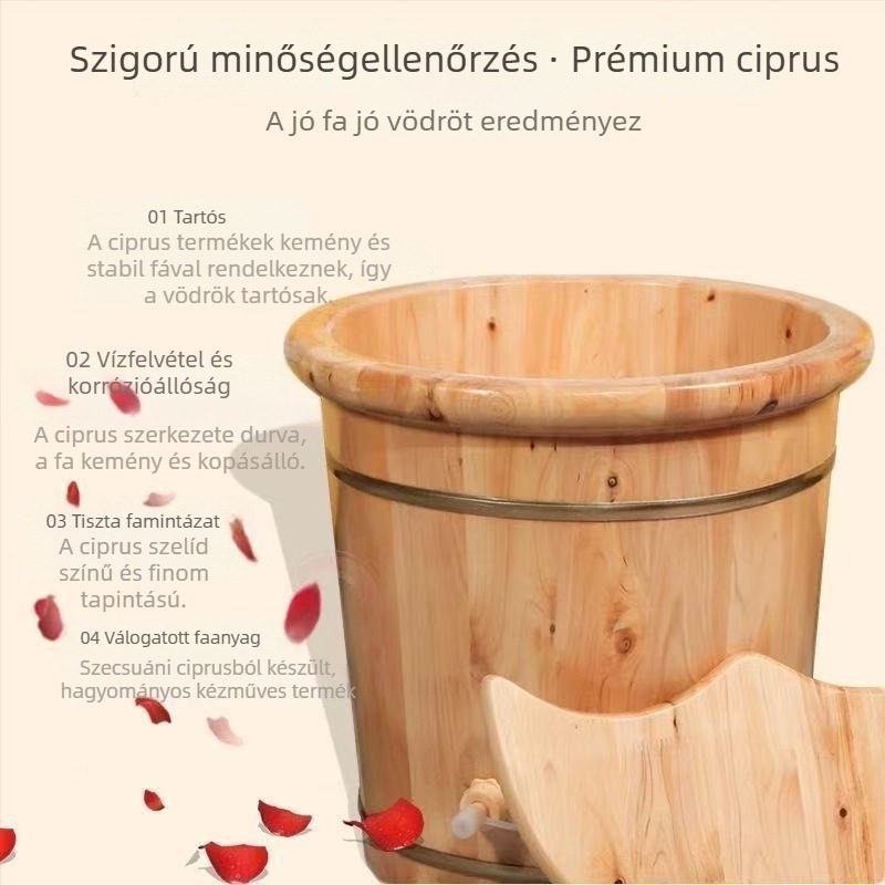 40 cm magas cédrusfa lábáztatókád, kerek élű