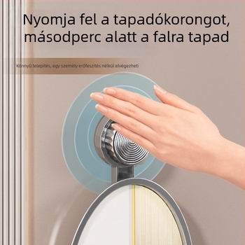 Vákuumos fürdőszobai tükör, fúrás nélkül, falra szerelhető sminktükör, kompakt, öntapadós