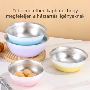 Rozsdamentes acélból készült salátástál háztartási használatra, mély mosótál zöldségek mosására, tojások felverésére és tészta dagasztására