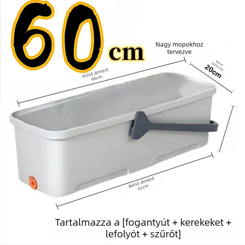 Kereskedelmi mop vödör, téglalap alakú, kerekekkel, megnövelt méret, háztartási használatra, öblítéshez