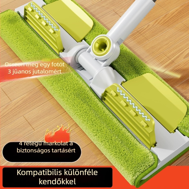 Új nagy, lapos mop textil fejjel fa padlókhoz, háztartási használatra, száraz és nedves tisztításhoz, nedvszívó kendő