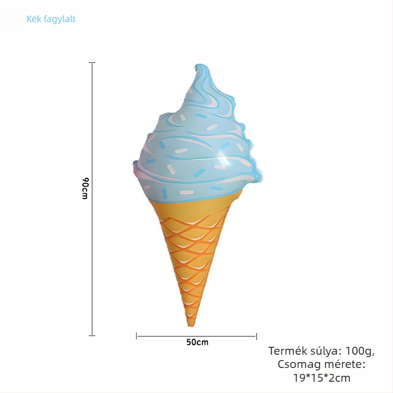 Nagy jégkrém formájú felfújható medencés úszógyűrű – PVC, 90 × 50 cm, kék, rózsaszín, lila