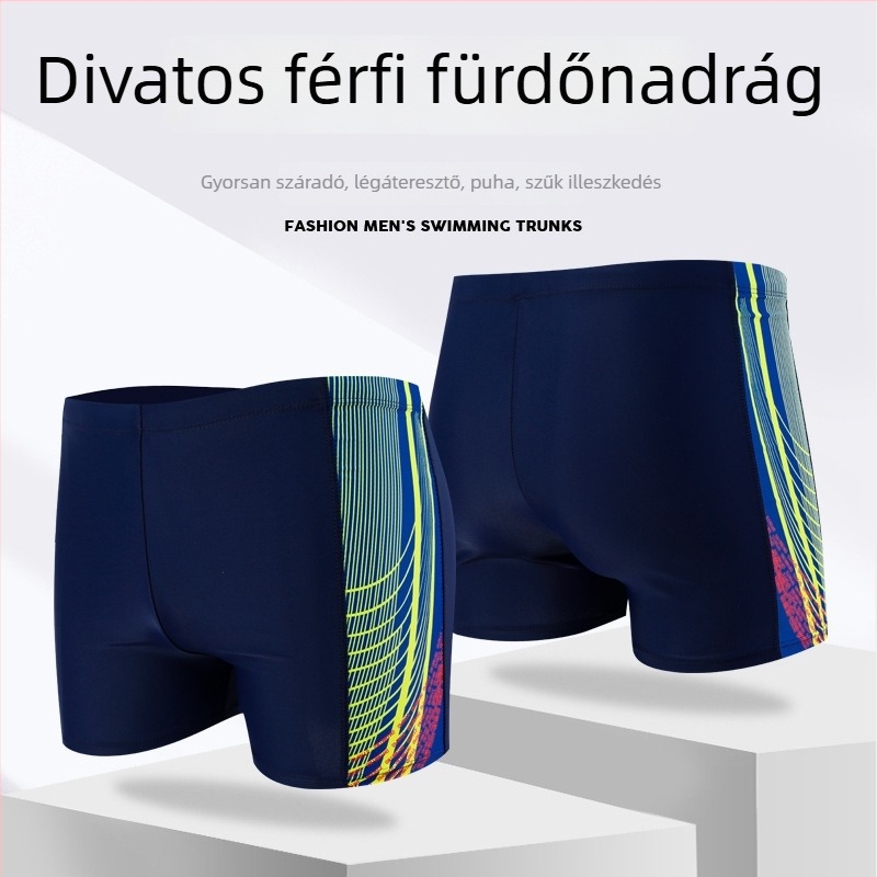 Férfiaknak lazán szabott tengerparti úszónadrág, mintás, gyorsan száradó.