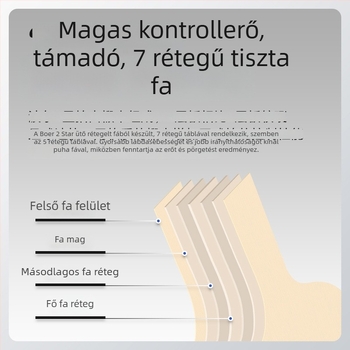 Boer 2-csillagos asztaliteniszütő, paulownia fa, kész ütő, Shakehand és Penhold fogáshoz