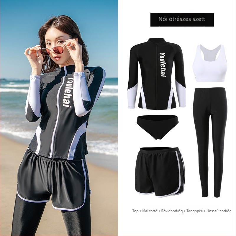 Két részes búvárruha cipzárral, gyorsan száradó, UV védelem, hosszú ujjú jellyfish rash guard, uniszex, úszás és szörf szett.