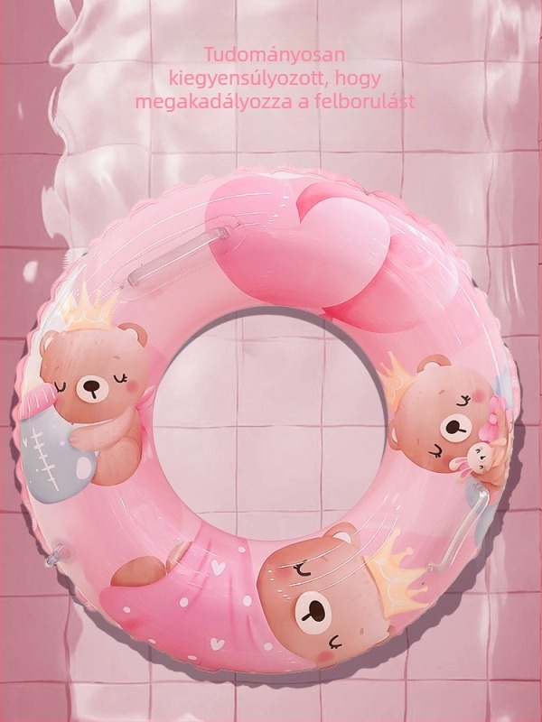 Gyermekeknek szánt felfújható úszógyűrű karikatúra mintával, vastag PVC, 1–18 éveseknek