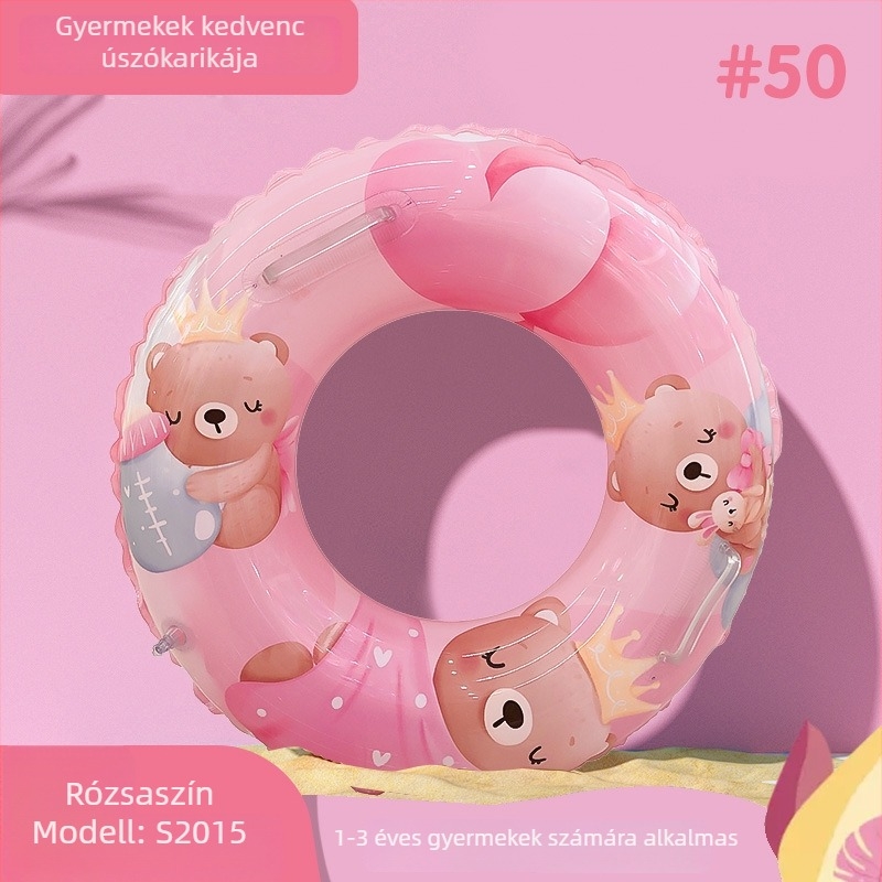 Gyermekeknek szánt felfújható úszógyűrű karikatúra mintával, vastag PVC, 1–18 éveseknek