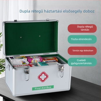 Könnyen hordozható orvosi doboz alumíniumötvözetből otthoni használatra és elsősegélynyújtáshoz