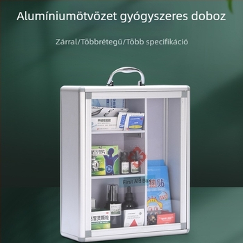 Zárható négyrekeszes alumínium orvosi doboz falra szerelhető sürgősségi készlet