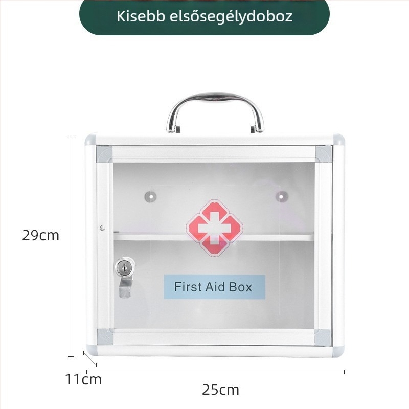 Zárható négyrekeszes alumínium orvosi doboz falra szerelhető sürgősségi készlet