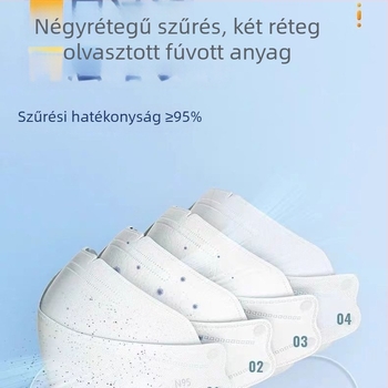 Egyszer használatos orvosi védőmaszk, N95, orvosi minőség, háromdimenziós hal alakú maszk gyermekeknek és felnőtteknek