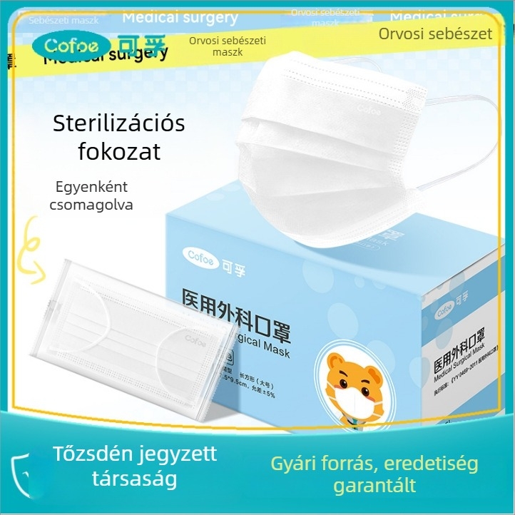 Corfu orvosi minőségű egyszer használatos sterilizált sebészeti maszk, egyenként csomagolva