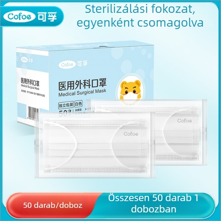 Corfu orvosi minőségű egyszer használatos sterilizált sebészeti maszk, egyenként csomagolva