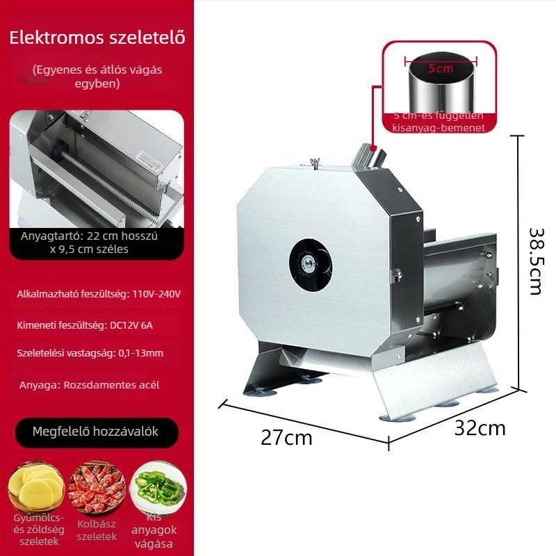 Elektromos multifunkciós zöldségvágó zöldségekhez, kolbászokhoz, paprikákhoz és gyümölcsökhöz