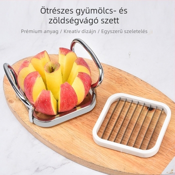 Rozsdamentes acélból készült öt részes multifunkcionális zöldség- és gyümölcsszeletelő készlet almákhoz, krumplihoz, uborkához és retekhez