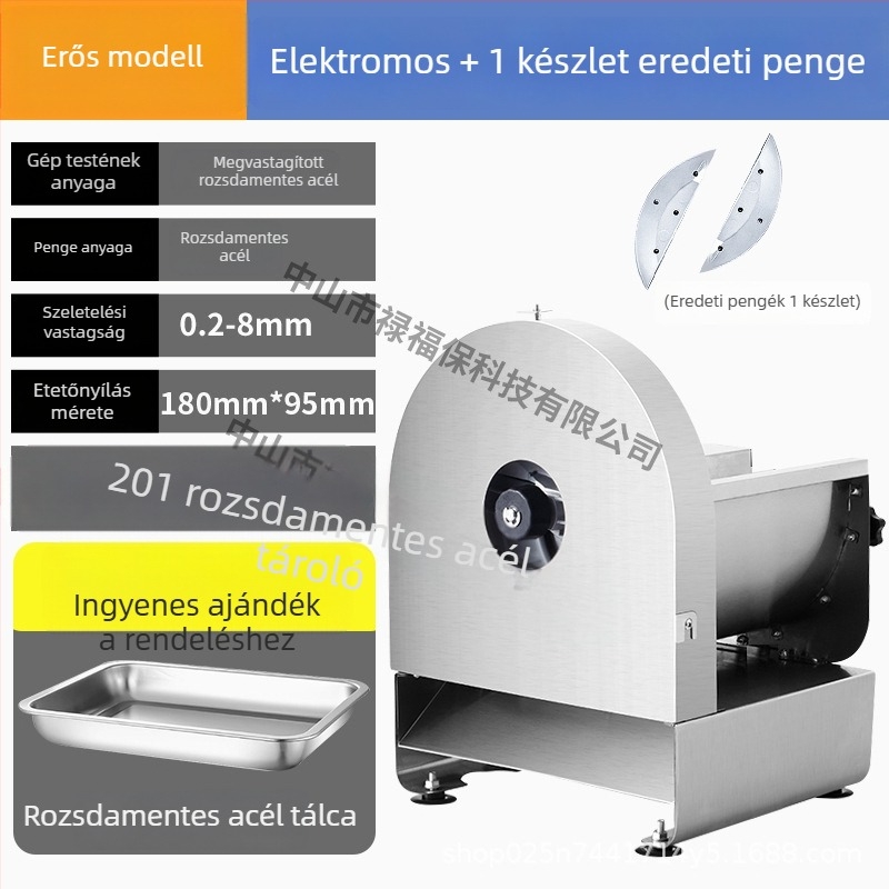 Multifunkcionális rozsdamentes acél szeletelő és reszelő, elektromos és kézi üzemmóddal, burgonyára, gyümölcsre és zöldségekre