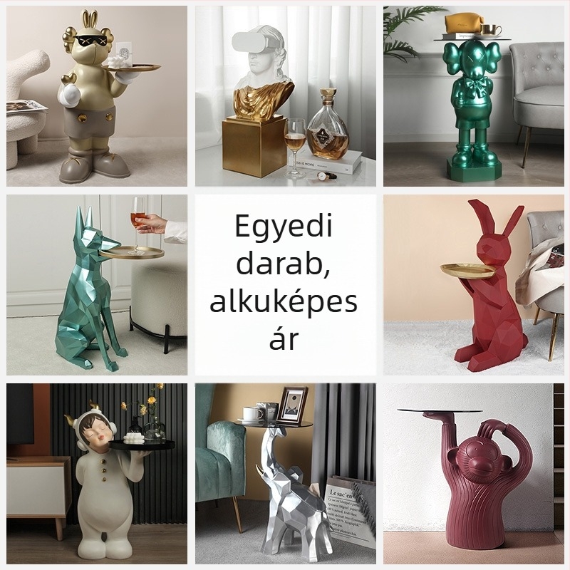Behanmei Nagy gyanta nyuszi padlón álló szobor, nappaliba, TV‑szekrényhez és bejárathoz