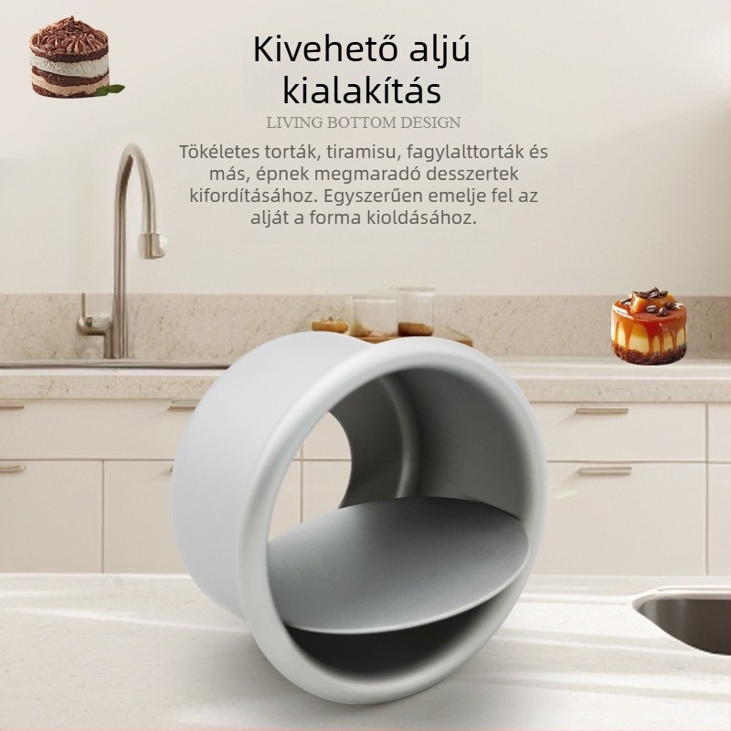 3 darabos kerek mini tortaforma, levehető alj, anodizált alumínium, méret 3x2 hüvelyk, 1,2 mm vastag