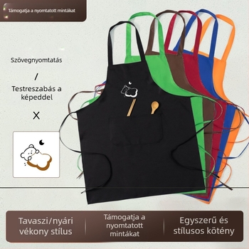 Személyre szabott logóval ellátott teljes nyomtatású pamut kötény, vízálló és olajálló, ujjatlan, koreai stílusú, virágos mintával
