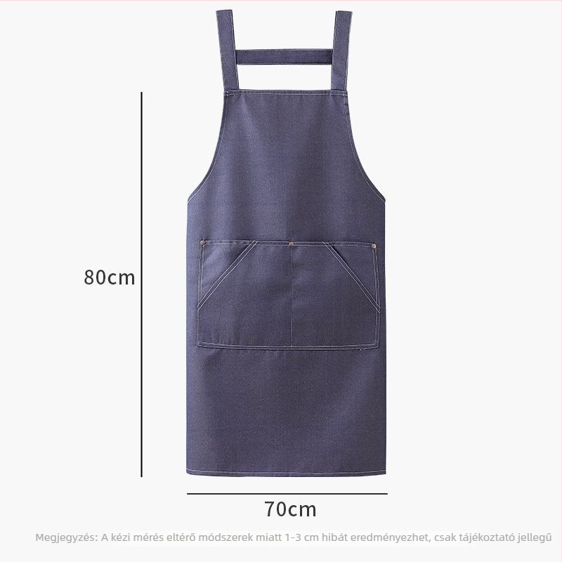 Denim kötény, vastagabb kopásálló anyag, pamut-szál keverék, hegesztésre, anyagmozgatásra, kertészkedésre és festésre.