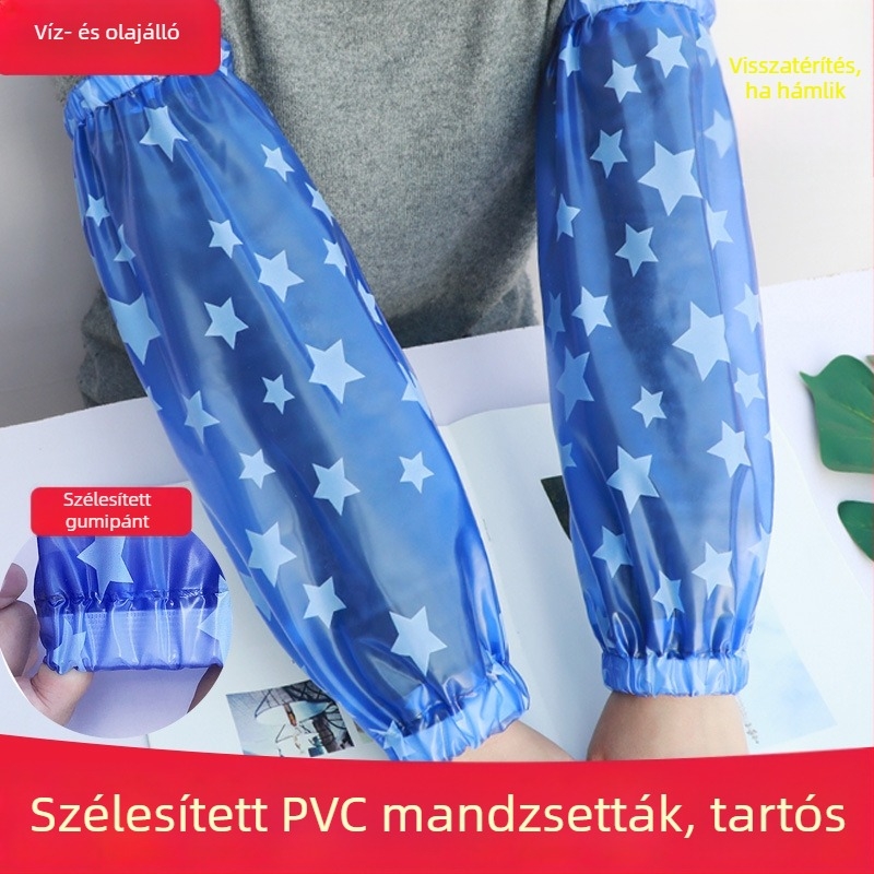 PVC vízálló hosszú karvédő, átlátszó, kopásálló, konyha- és éttermi használatra