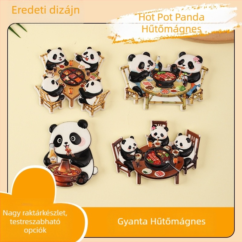 Panda hűtőmágnes – hot pot kultúra és városi látnivalók, szuvenír
