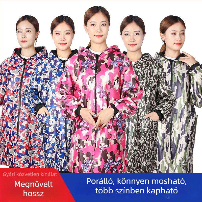 Kamuflált mintázó, velúr bélésű vízálló hosszú smock, vastag uniszex munkaruházat nyomtatással