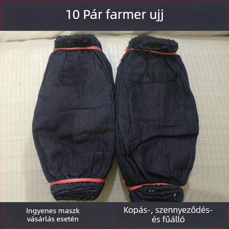 Denim hegesztő ujjvédők, kék színűek, vastabbak és hosszabbak, kopásállóak, olaj- és szennyeződésállóak, hegesztési munkákhoz.