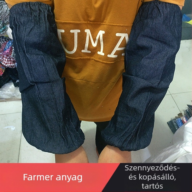 Denim hegesztő ujjvédők, kék színűek, vastabbak és hosszabbak, kopásállóak, olaj- és szennyeződésállóak, hegesztési munkákhoz.