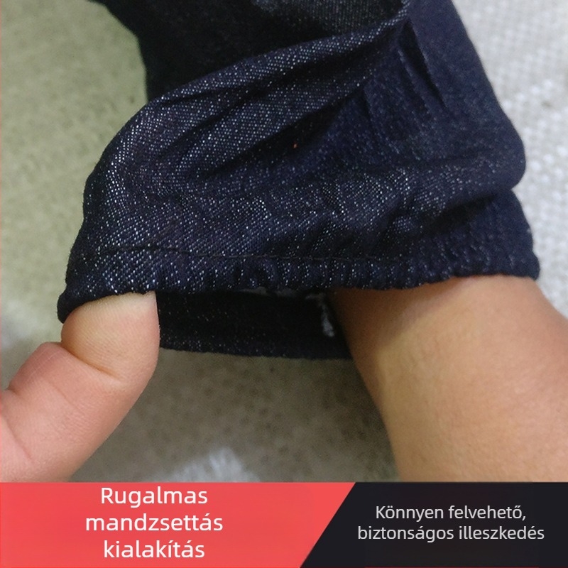 Denim hegesztő ujjvédők, kék színűek, vastabbak és hosszabbak, kopásállóak, olaj- és szennyeződésállóak, hegesztési munkákhoz.