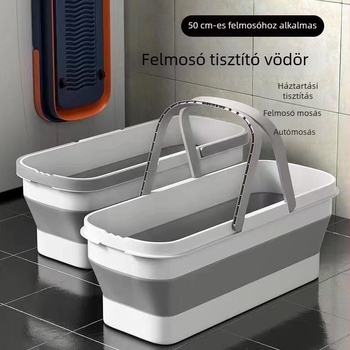 Vastagított, tartós összecsukható felmosóvödör, téglalap alakú, lapos kivitelű, műanyag