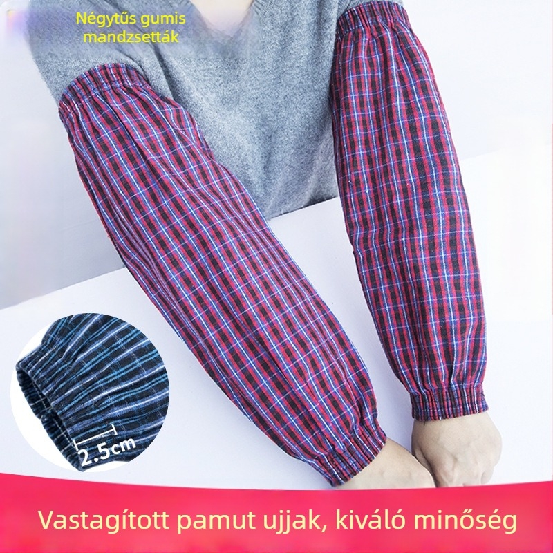 Hosszú, vastag pamut karvédő, 100% pamutból, ősz-tél időszakra, uniszex védő a háztartási és tisztítási munkákhoz
