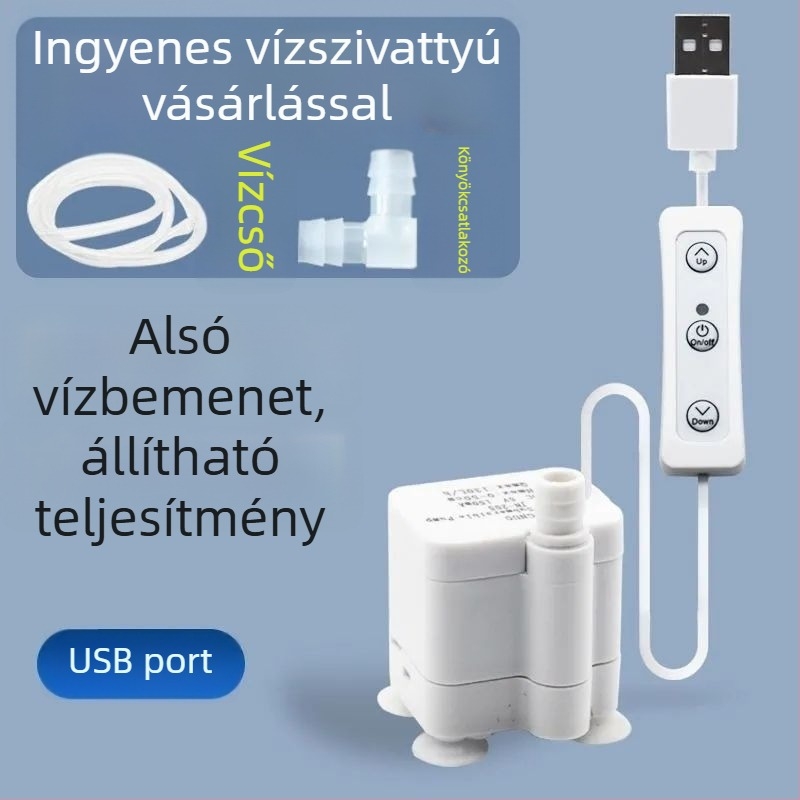 Magas emelésű napelemes USB akváriumpumpa, mini merülő körforgó pumpa kőszikla-formázású szökőkúthoz, DC 5V
