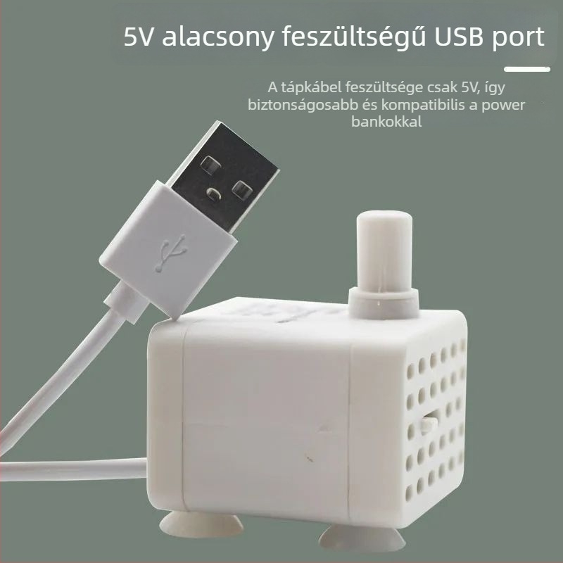 Magas emelésű napelemes USB akváriumpumpa, mini merülő körforgó pumpa kőszikla-formázású szökőkúthoz, DC 5V
