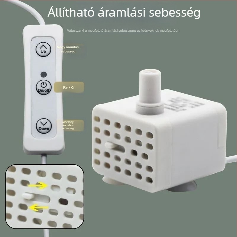 Magas emelésű napelemes USB akváriumpumpa, mini merülő körforgó pumpa kőszikla-formázású szökőkúthoz, DC 5V
