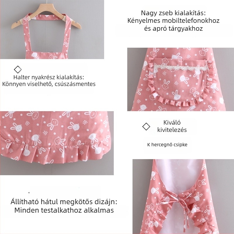 Konyhai kétszintes kötény nyakpánttal és béléssel, új stílus, koreai ihletésű, aranyos és divatos főzéshez