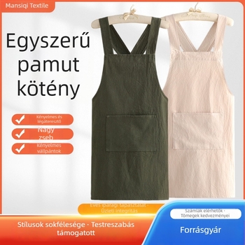 Keresztpántos kötény, vízálló és olajálló pamut crepe anyagból, ujjatlan, modern minimál stílus