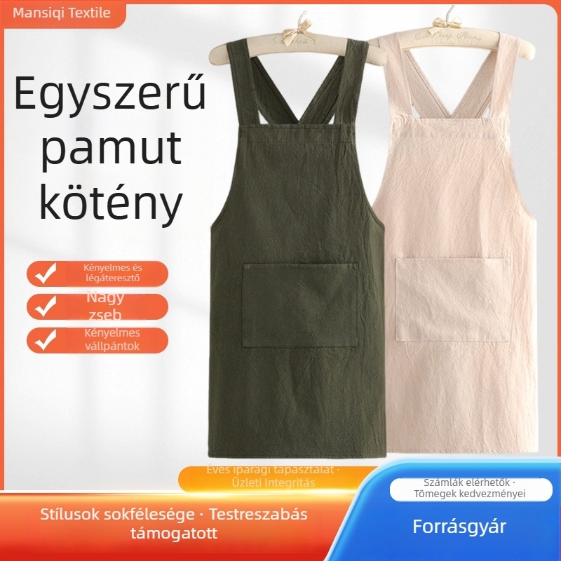 Keresztpántos kötény, vízálló és olajálló pamut crepe anyagból, ujjatlan, modern minimál stílus