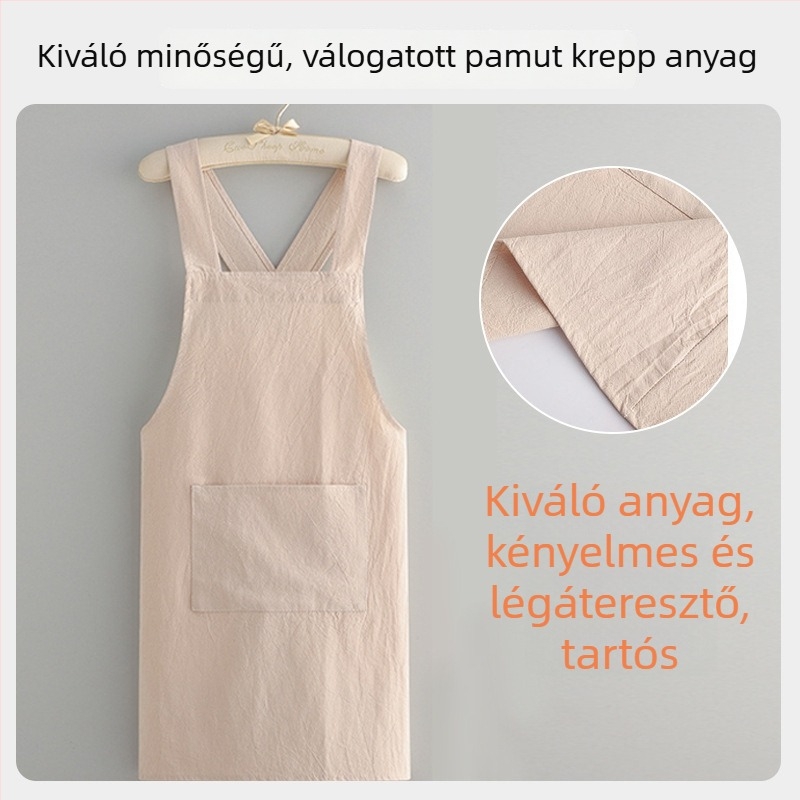 Keresztpántos kötény, vízálló és olajálló pamut crepe anyagból, ujjatlan, modern minimál stílus