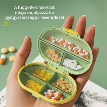 Hordozható 7 rekeszes tablettás doboz utazáshoz zárható fedél