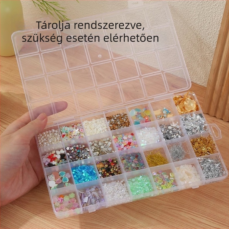 28 rekeszes, egy rétegű műanyag tároló doboz fedéllel, gyöngyök, ékszerek és DIY kézműves projektekhez