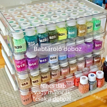 30 ml átlátszó négyzet alakú gyöngy tárolóüveg, 2,6 mm-es gyöngyök számára, könnyen hozzáférhető