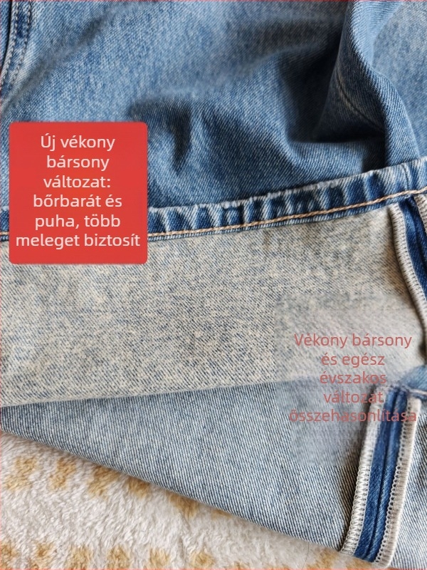 Pamut denimből készült farmernadrág, magas derék, egyenes szár, stonewashed, mindennapi viselet
