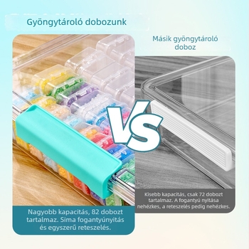 Átlátszó gyöngy- és ékszertároló doboz rekeszekkel — kicsi gyöngyöknek és gyémántos manikűr-kiegészítőkhöz