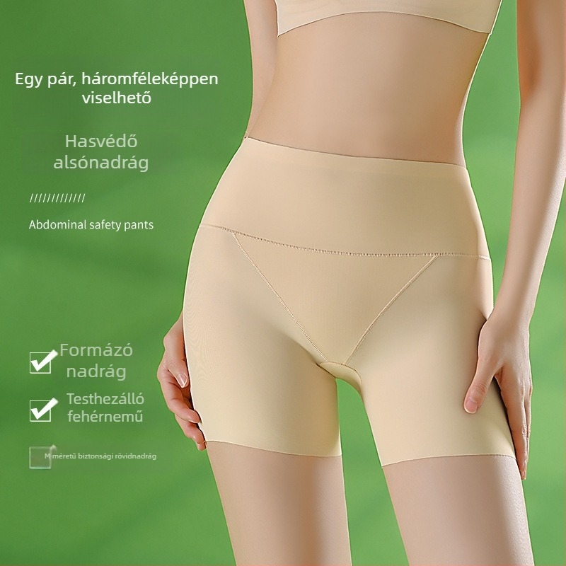 Magas derekú Ice Silk seamless safety nadrág nőknek, 3/4 hossz, plusz méret, pamut gusset-tel és láthatatlan csípőemelő bázissal