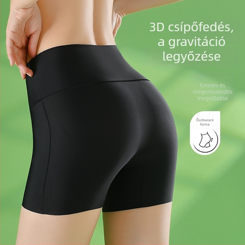 Magas derekú Ice Silk seamless safety nadrág nőknek, 3/4 hossz, plusz méret, pamut gusset-tel és láthatatlan csípőemelő bázissal